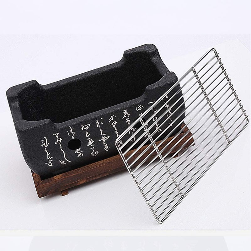 RV77 Japanese Style BBQ Grill, Mini Portable Barbecue Stove Japanese Food Charcoal Stove with Wire Mesh Grill and Base, for Yakiniku, Robata, Yakitori, Takoyaki and BBQ - Image 4